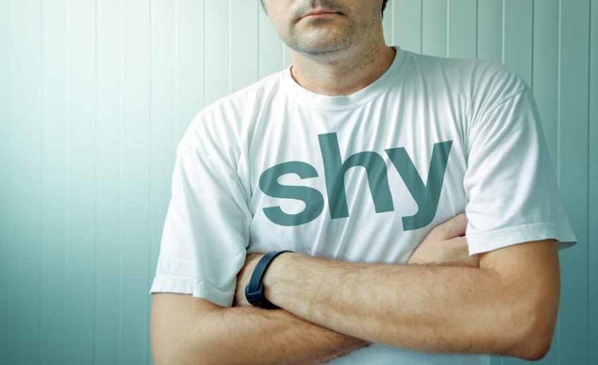 guy with a t-shirt written shy